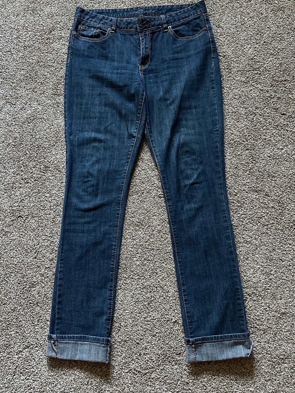 Long Elegant Legs Dark Blue Boyfriend Jeans